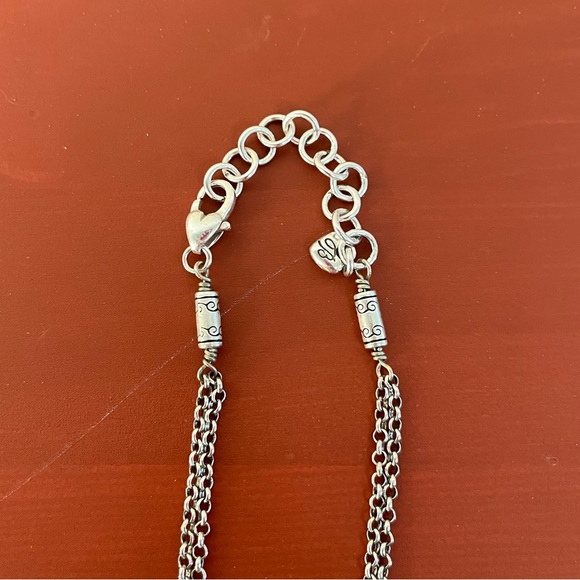 Brighton Lucia Round Silver Plated Medallion Necklace Turquoise Enamel Flowers - Picture 4 of 10